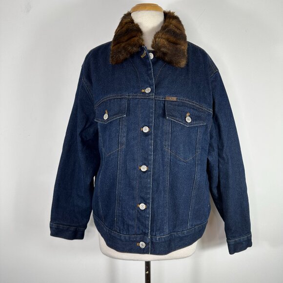 Ralph Lauren Denim Jacket with Removable Faux Fur Collar LRL Women’s Size 2XL? - Picture 1 of 15